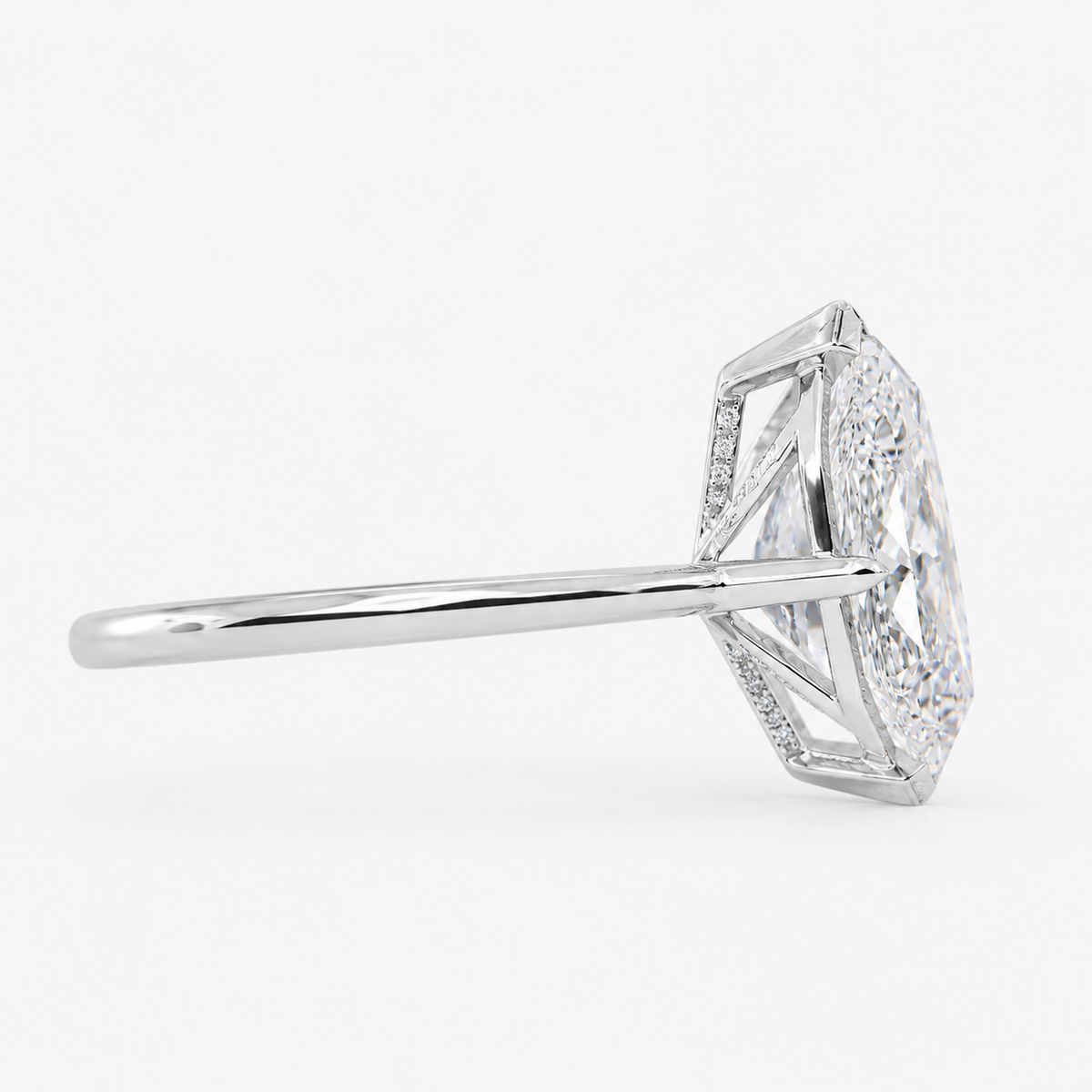 Dutch marquise engagement ring in hidden halo style in 925 sterling silver