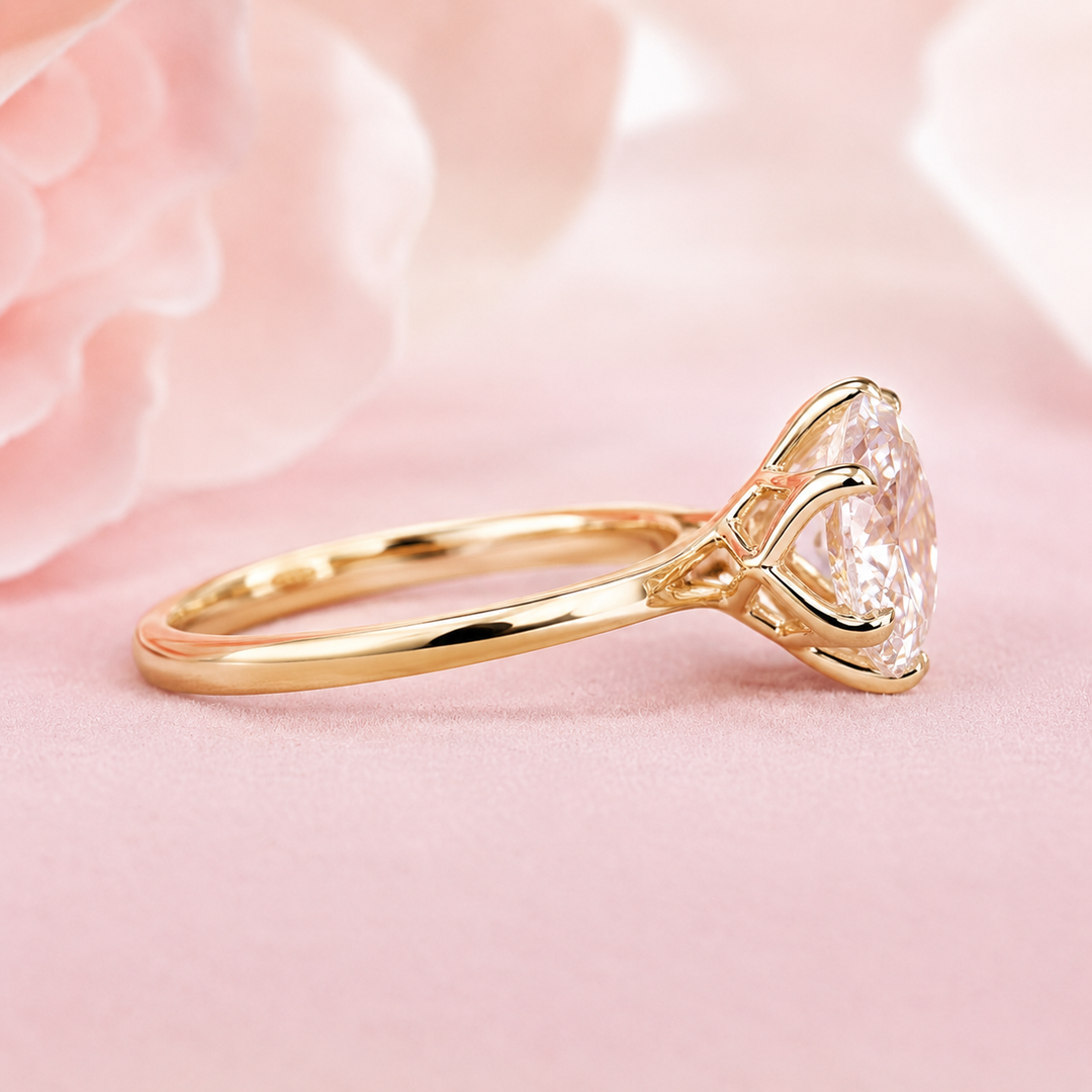0.25 CT Round Rose Cut Lab Created Diamond Engagement Ring
