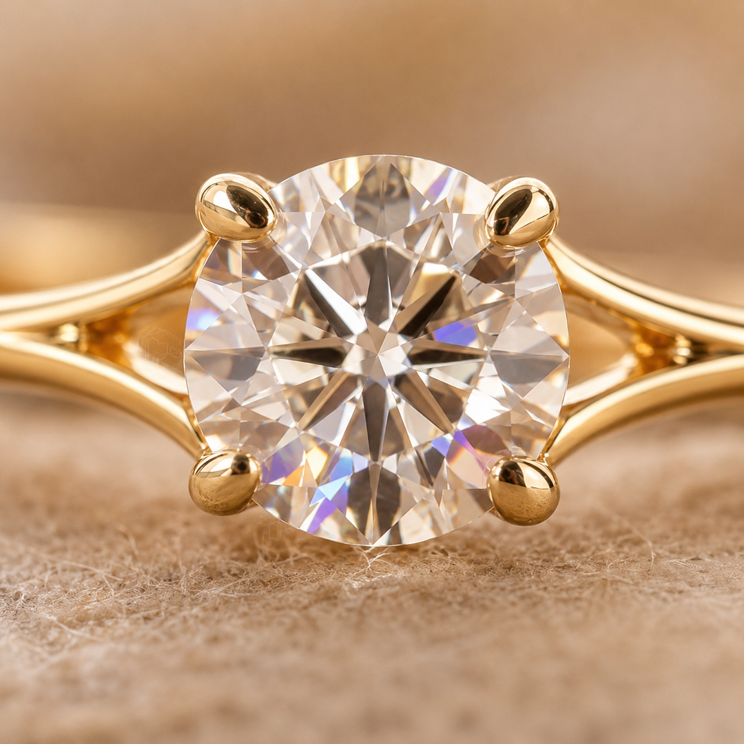 0.25 CT Round Rose Cut Lab Created Diamond Engagement Ring