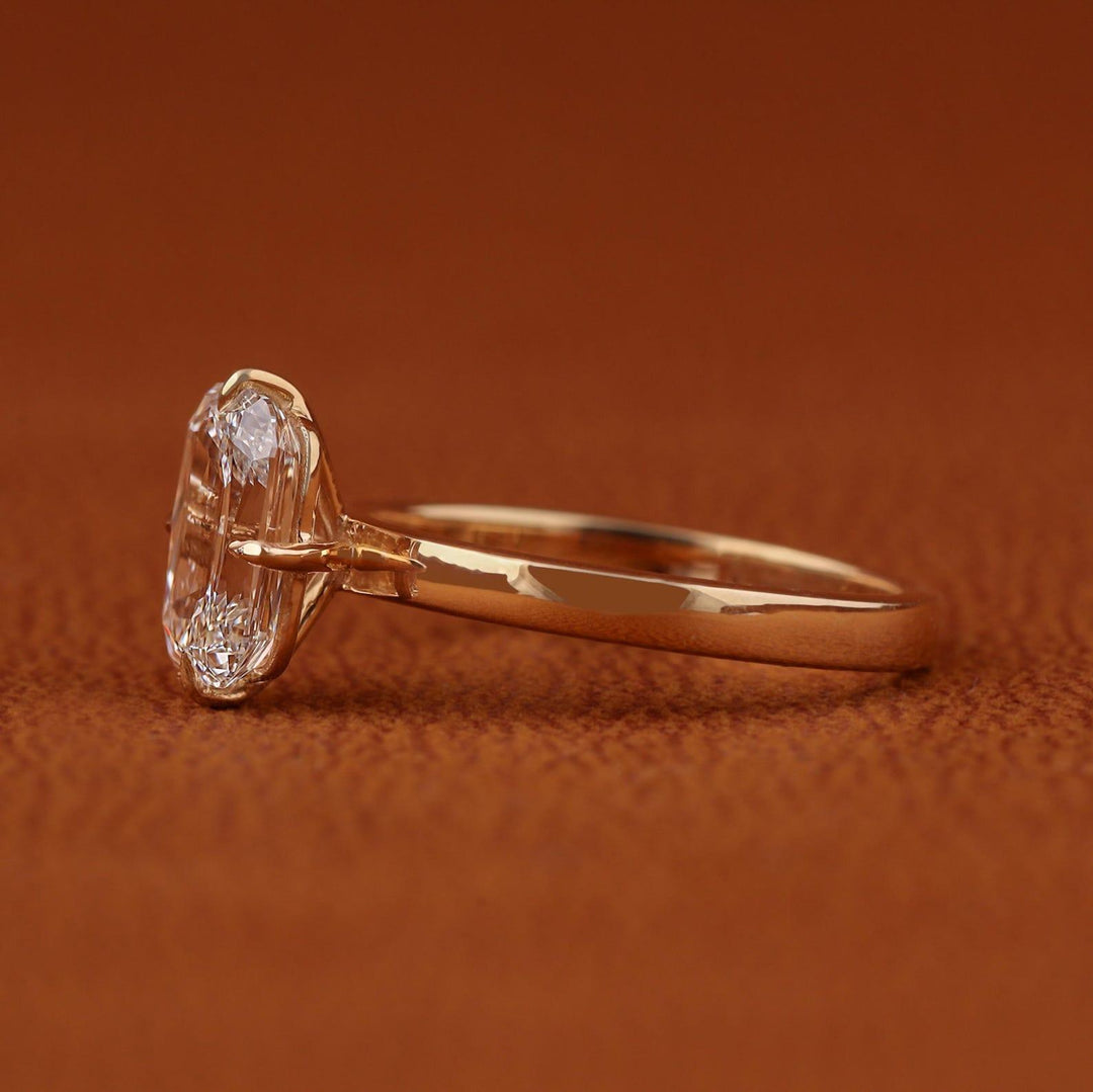 1 Carat Elongated Cushion Cut Lab Grown Diamond Solitaire Engagement Ring in 14K Yellow Gold