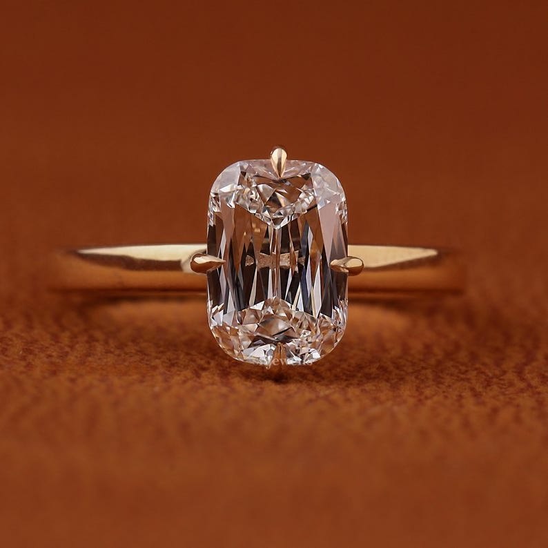 1 carat elongated cushion cut lab grown diamond solitaire engagement ring main