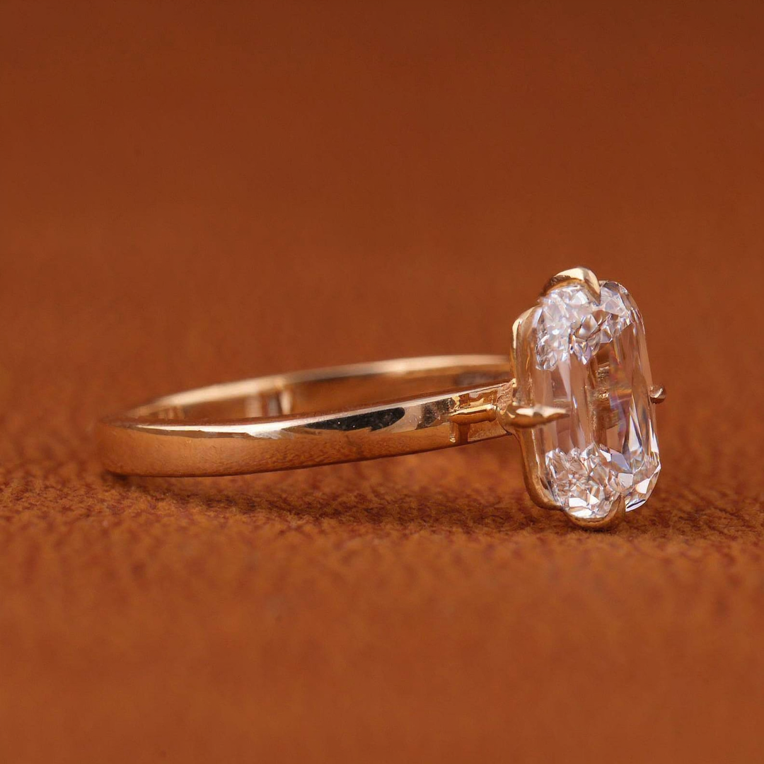1 Carat Elongated Cushion Cut Lab Grown Diamond Solitaire Engagement Ring in 14K Yellow Gold
