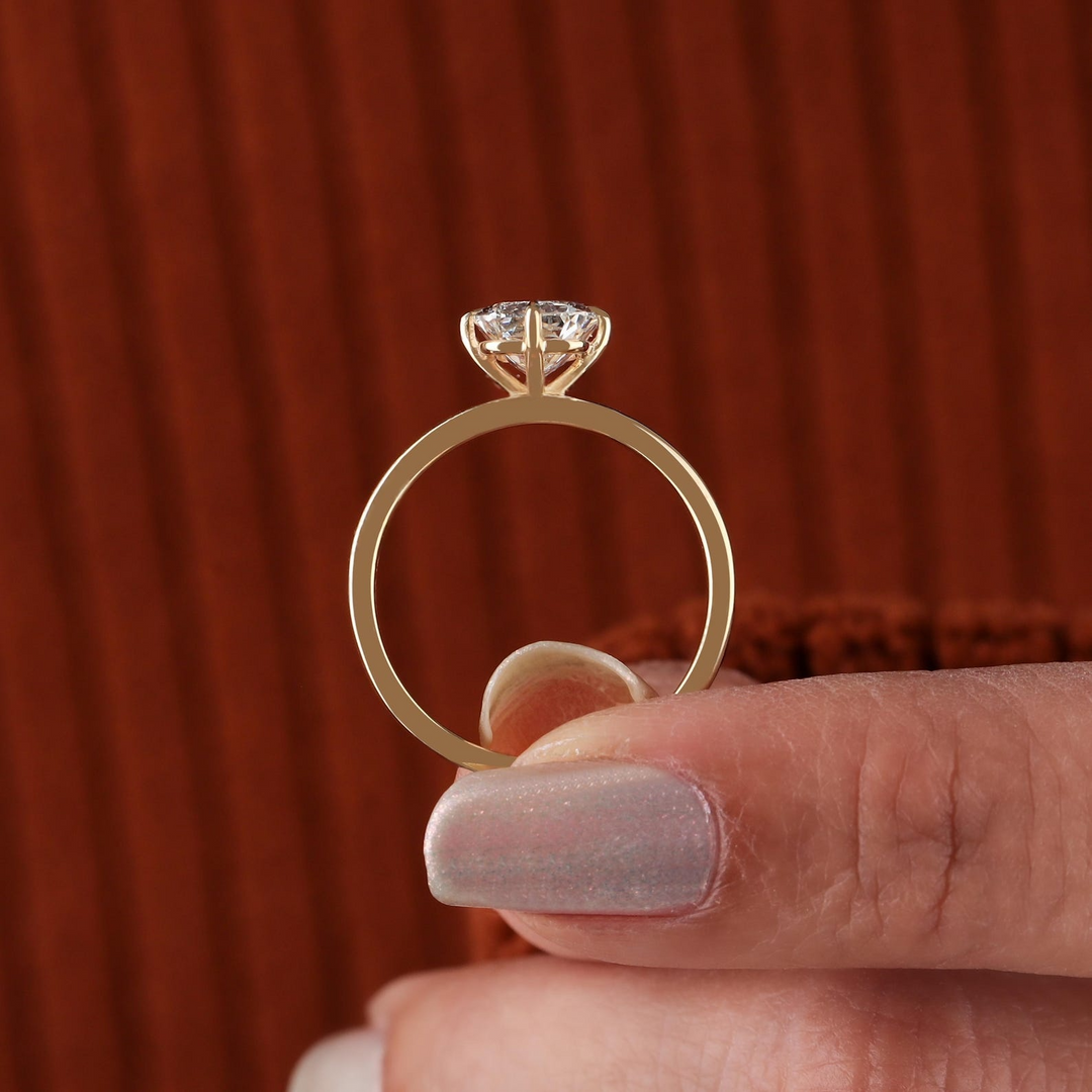 1 Carat Elongated Cushion Cut Lab Grown Diamond Solitaire Engagement Ring in 14K Yellow Gold