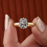 Load image into Gallery viewer, 1 Carat Elongated Cushion Cut Lab Grown Diamond Solitaire Engagement Ring in 14K Yellow Gold

