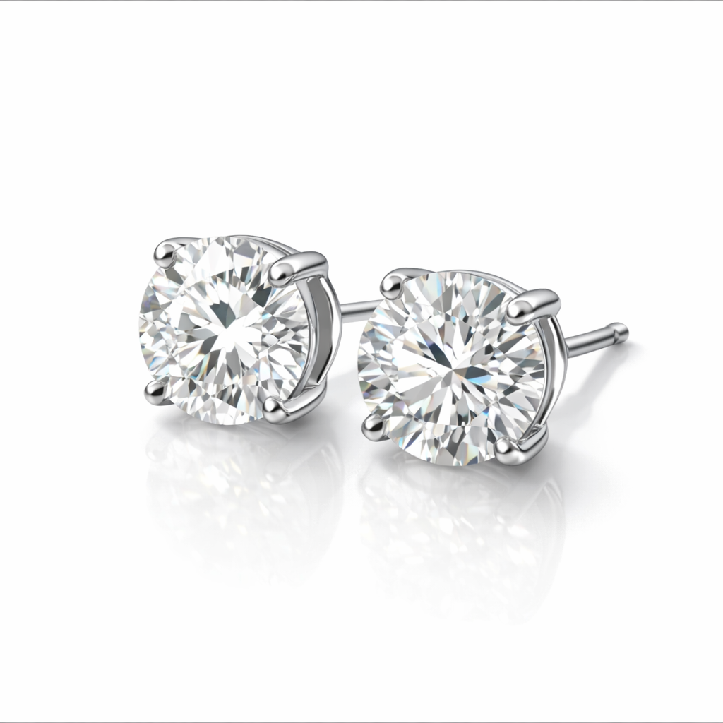 Classic Round Diamond Stud Earrings – Everyday Elegance