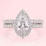 2.25 TW Pear Cut Lab Grown Diamond Engagement Ring with Matching Band