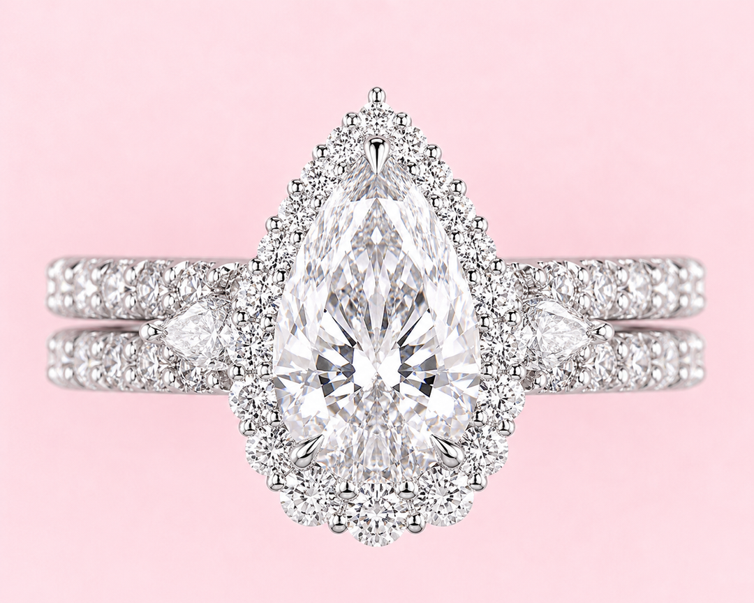 Pear Lab Grown Diamond Bridal Set in White Gold | Lab Grown Diamond
