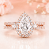 Pear Lab Grown Diamond Bridal Set in Rose Gold | Lab Grown Diamond