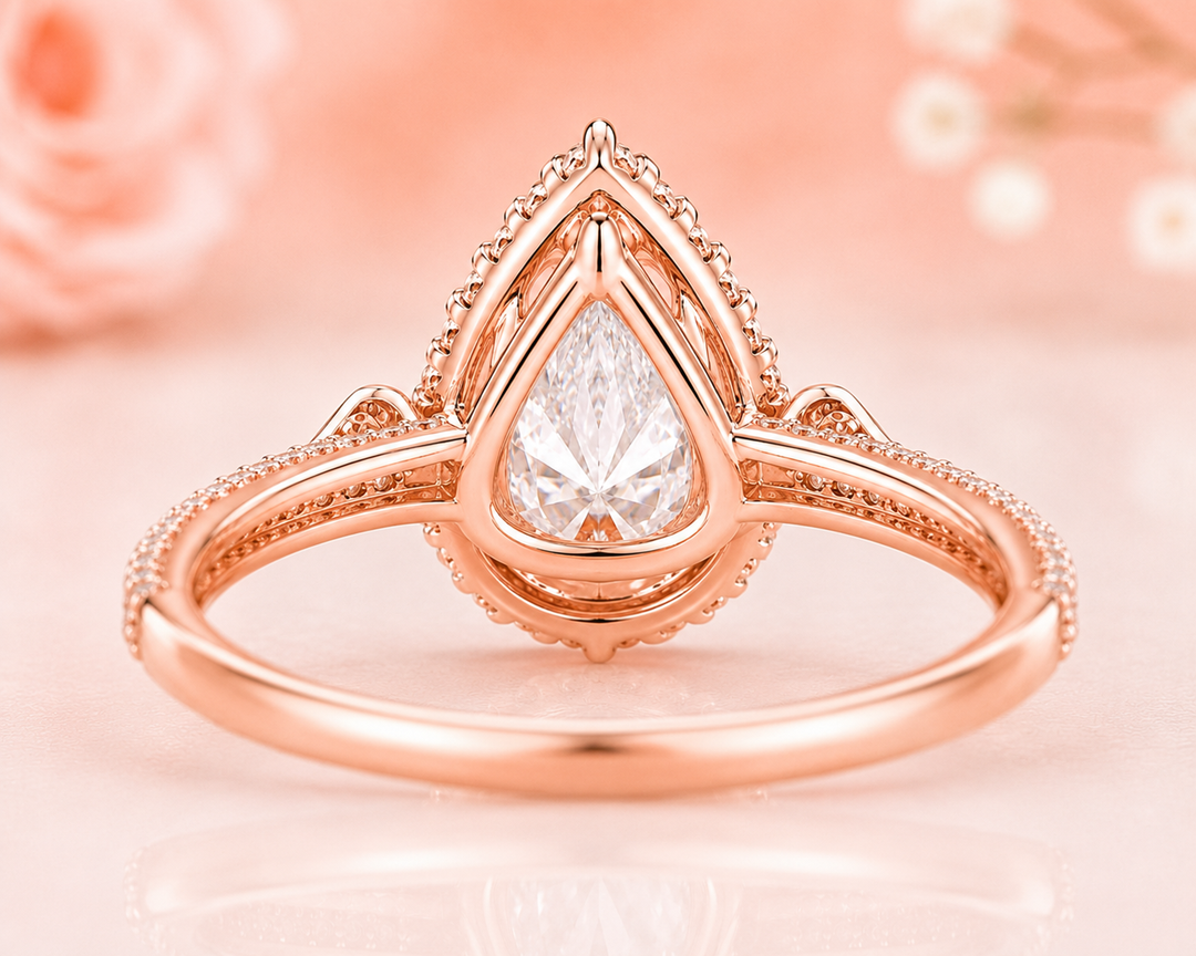 Pear Lab Grown Diamond Bridal Set in Rose Gold | Lab Grown Diamond