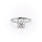 Load image into Gallery viewer, Round Cut Solitaire Diamond Engagement Ring with Side Accents in White Gold | Custom Lab-Grown Diamond Ring
