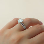 Load image into Gallery viewer, Round Cut Solitaire Diamond Engagement Ring with Side Accents in White Gold | Custom Lab-Grown Diamond Ring
