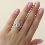 Load image into Gallery viewer, Round Cut Solitaire Diamond Engagement Ring with Side Accents in White Gold | Custom Lab-Grown Diamond Ring

