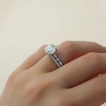 Load image into Gallery viewer, Round Cut Solitaire Diamond Engagement Ring with Side Accents in White Gold | Custom Lab-Grown Diamond Ring
