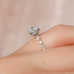Load image into Gallery viewer, Round Cut Solitaire Diamond Engagement Ring with Side Accents in White Gold | Custom Lab-Grown Diamond Ring
