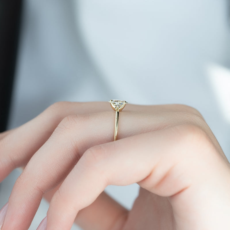 Oval Cut Solitaire Diamond Engagement Ring in Yellow Gold | Custom Lab-Grown Diamond Ring