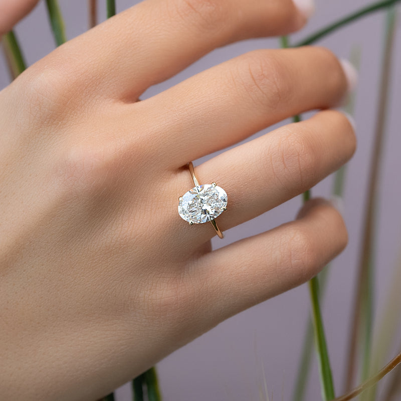 Oval Cut Solitaire Diamond Engagement Ring in Yellow Gold | Custom Lab-Grown Diamond Ring