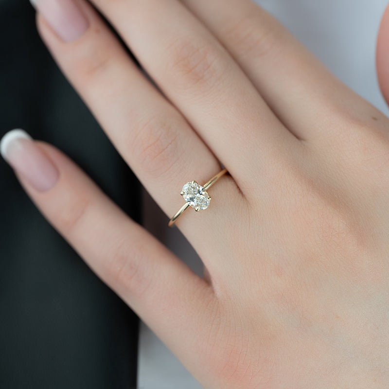Oval Cut Solitaire Diamond Engagement Ring in Yellow Gold | Custom Lab-Grown Diamond Ring