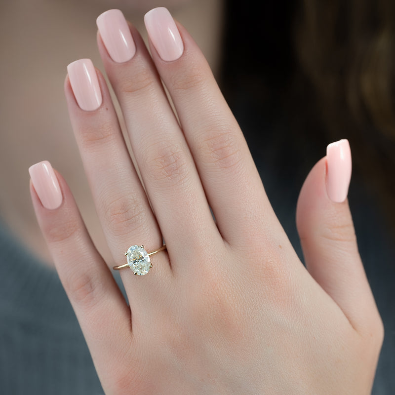 Oval Cut Solitaire Diamond Engagement Ring in Yellow Gold | Custom Lab-Grown Diamond Ring