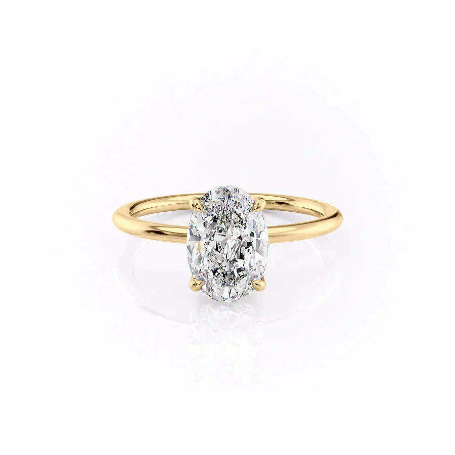 Oval Cut Solitaire Diamond Engagement Ring in Yellow Gold | Custom Lab-Grown Diamond Ring