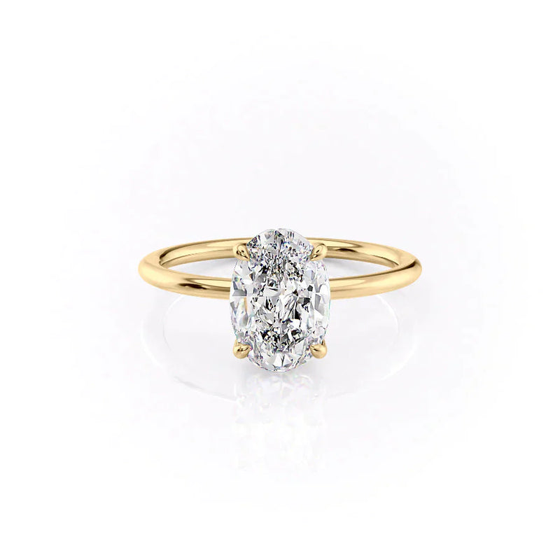 Oval Cut Solitaire Diamond Engagement Ring in Yellow Gold | Custom Lab-Grown Diamond Ring