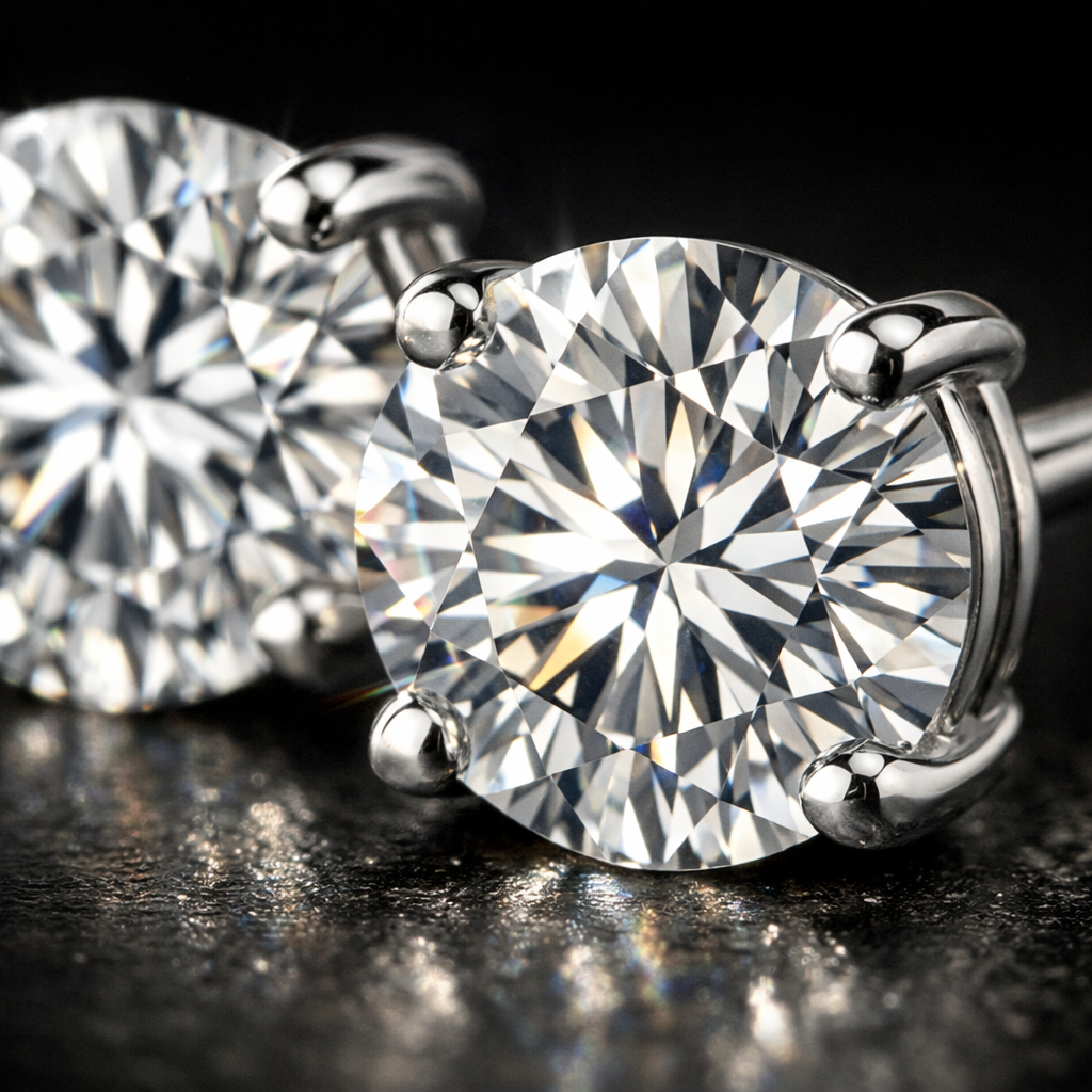 Classic Round Diamond Stud Earrings – Everyday Elegance