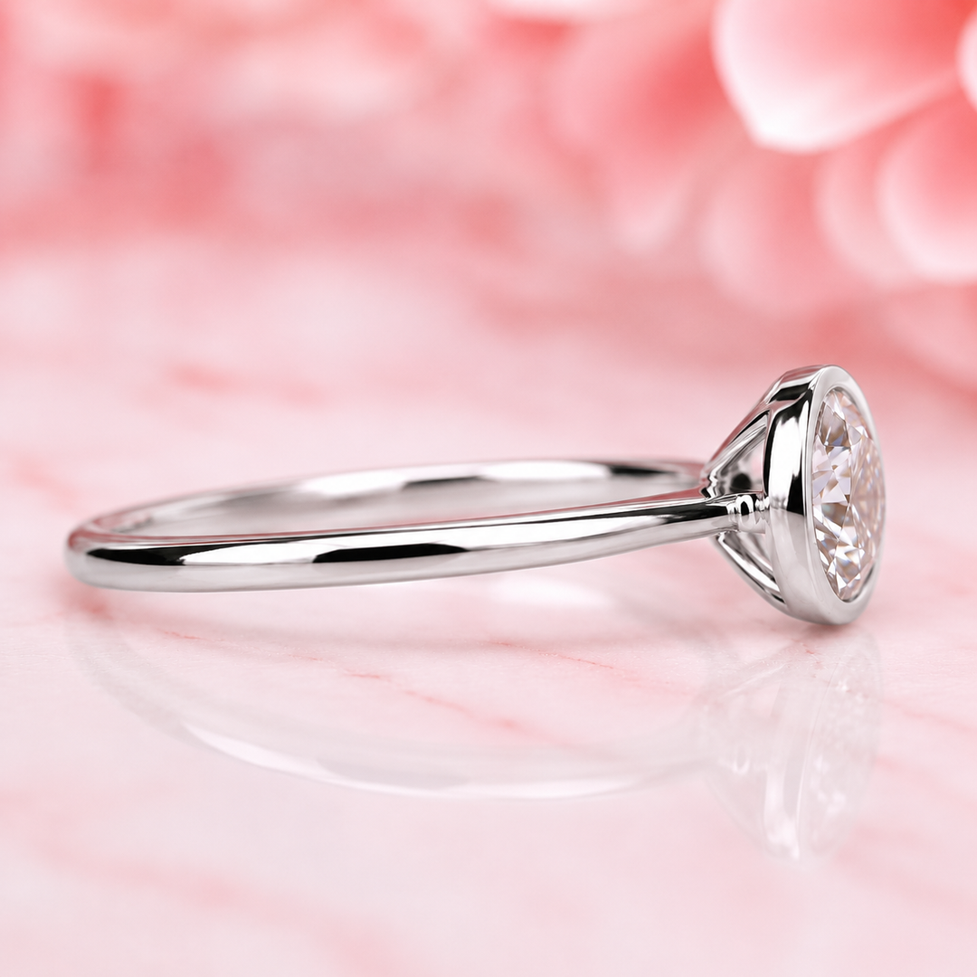 Bezel Set Round Lab Grown Diamond Solitaire Engagement Ring