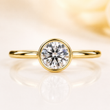 Bezel Set Round Lab Grown Diamond Solitaire Engagement Ring in Yellow Gold