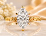 Dutch Marquise Cut Art Deco Engagement Ring in Yellow Gold