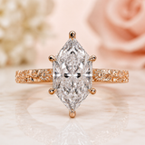 Dutch Marquise Cut Art Deco Engagement Ring in Rose Gold