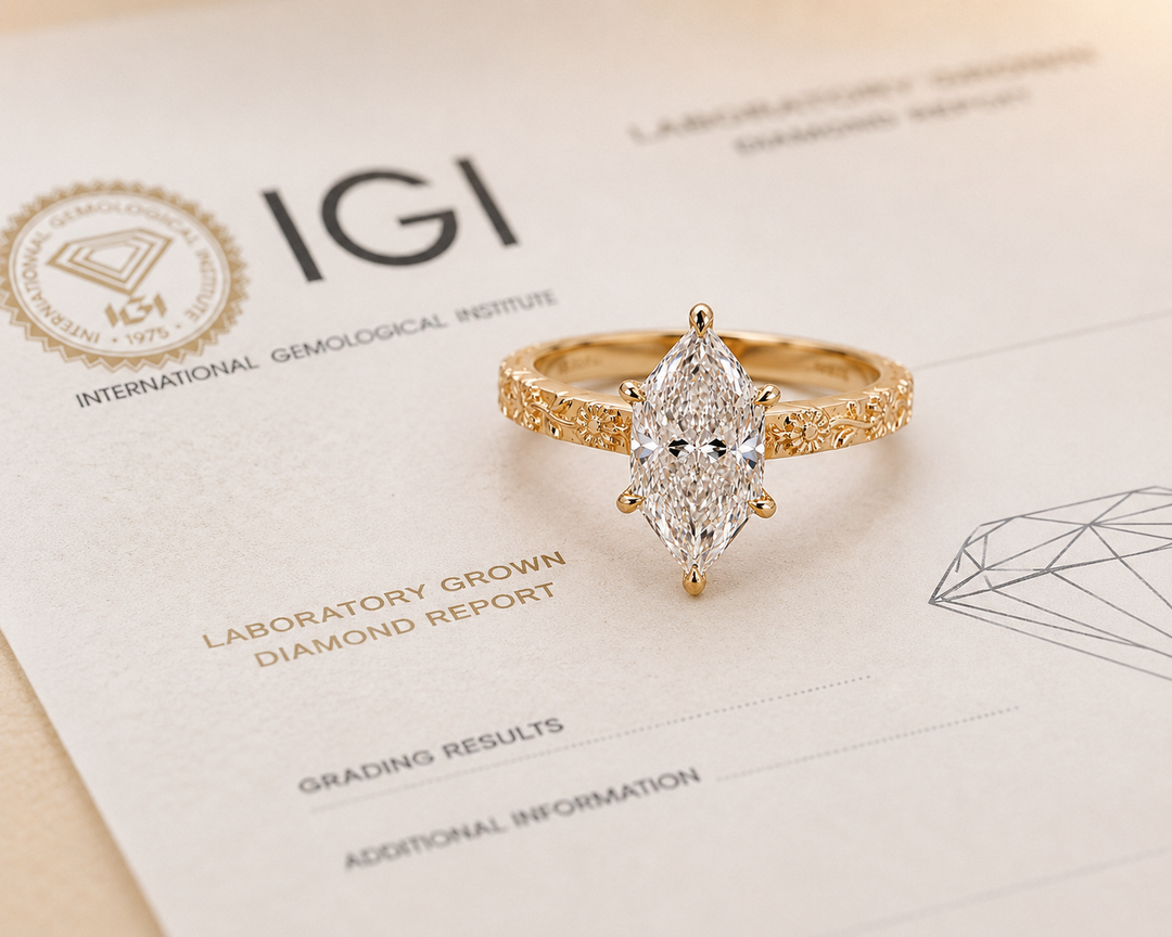Dutch Marquise Cut Art Deco Engagement Ring in Yellow Gold
