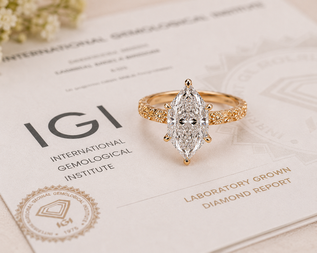 Dutch Marquise Cut Art Deco Engagement Ring in Rose Gold