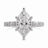 Dutch Marquise Cut Art Deco Engagement Ring in 925 Sterling Silver