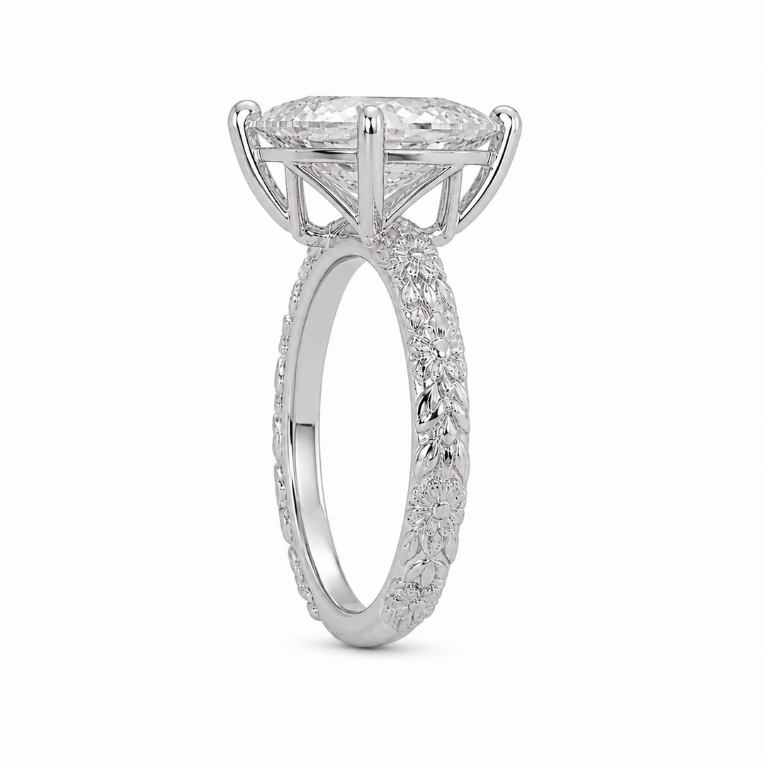 Dutch Marquise Cut Art Deco Engagement Ring in White Gold