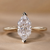 Dutch Marquise Cut Diamond Solitaire Engagement Ring in Yellow Gold