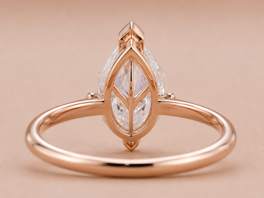 Dutch Marquise Cut Diamond Solitaire Engagement Ring in Rose Gold