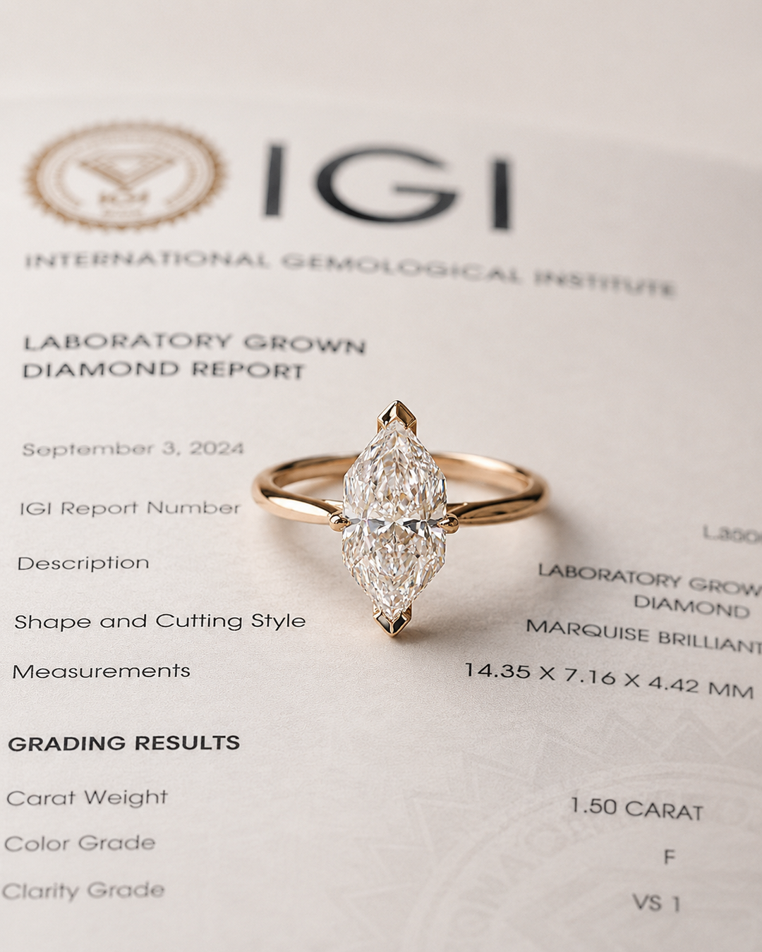 Dutch Marquise Cut Diamond Solitaire Engagement Ring in Rose Gold