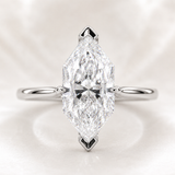 Dutch Marquise Cut Diamond Solitaire Engagement Ring in 925 Sterling Silver