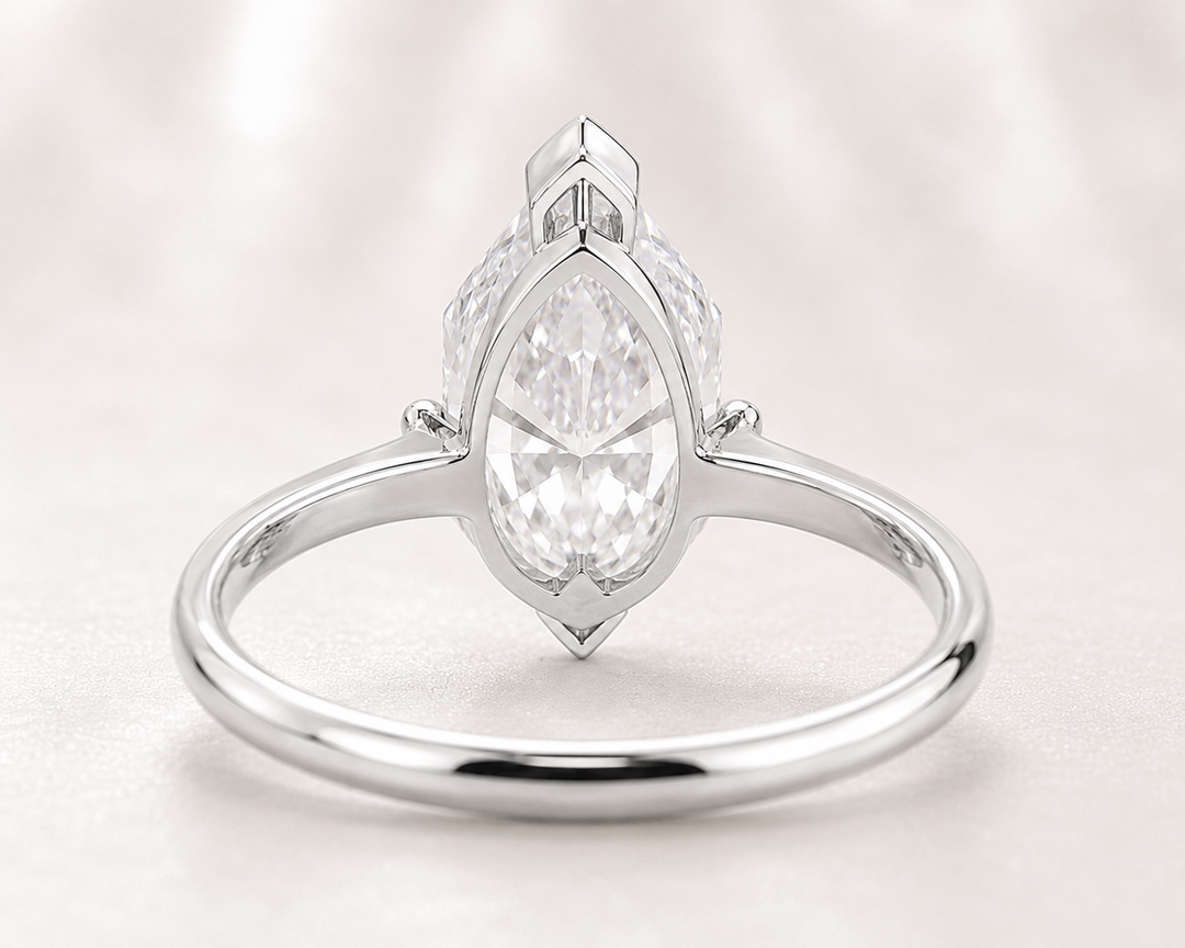 Dutch Marquise Cut Diamond Solitaire Engagement Ring in White Gold