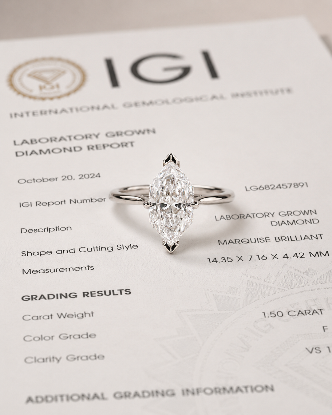 Dutch Marquise Cut Diamond Solitaire Engagement Ring in White Gold