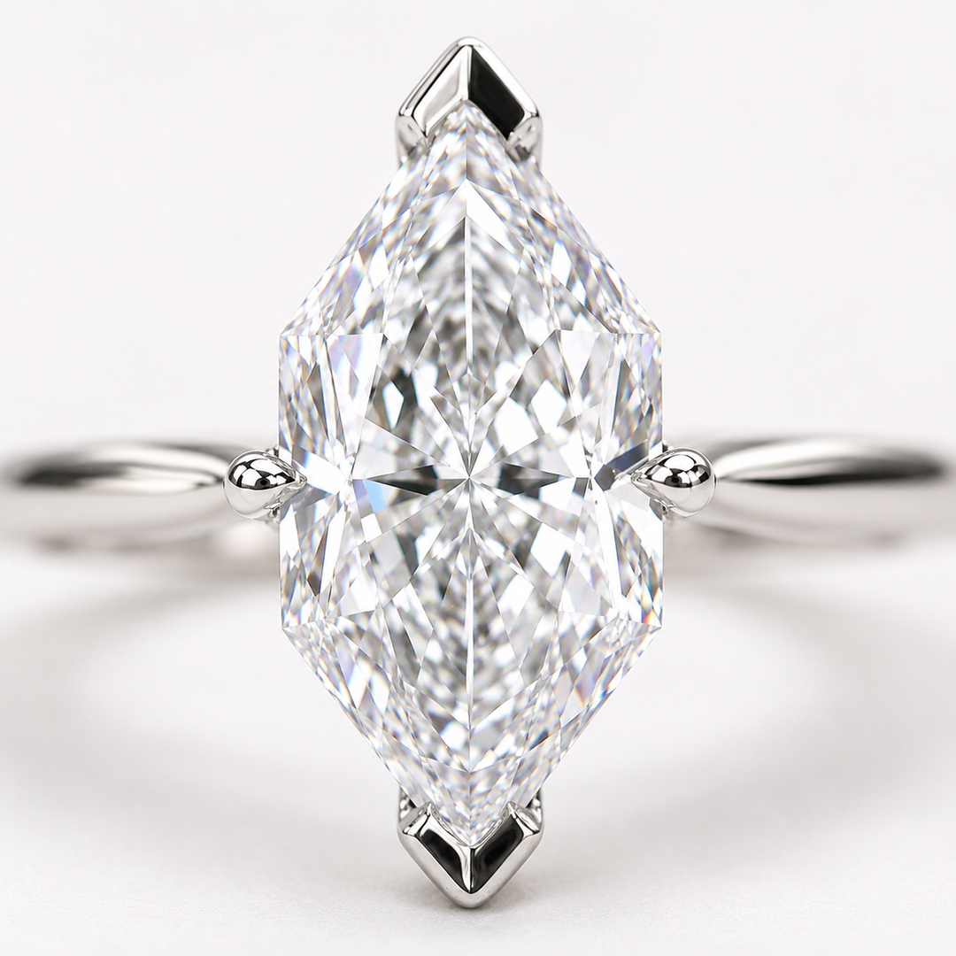 Dutch Marquise Cut Diamond Solitaire Engagement Ring in 925 Sterling Silver