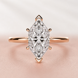 Dutch Marquise Diamond Cathedral Setting Ring in Rose Gold