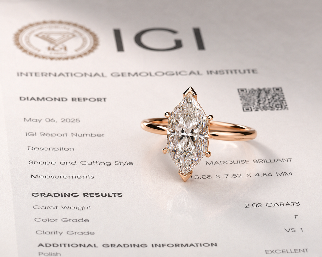 Dutch Marquise Diamond Cathedral Setting Ring in Rose Gold