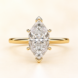 Dutch Marquise Diamond Cathedral Setting Ring in Yellow Gold