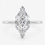 Dutch Marquise Engagement Ring in Hidden Halo Style in White Gold