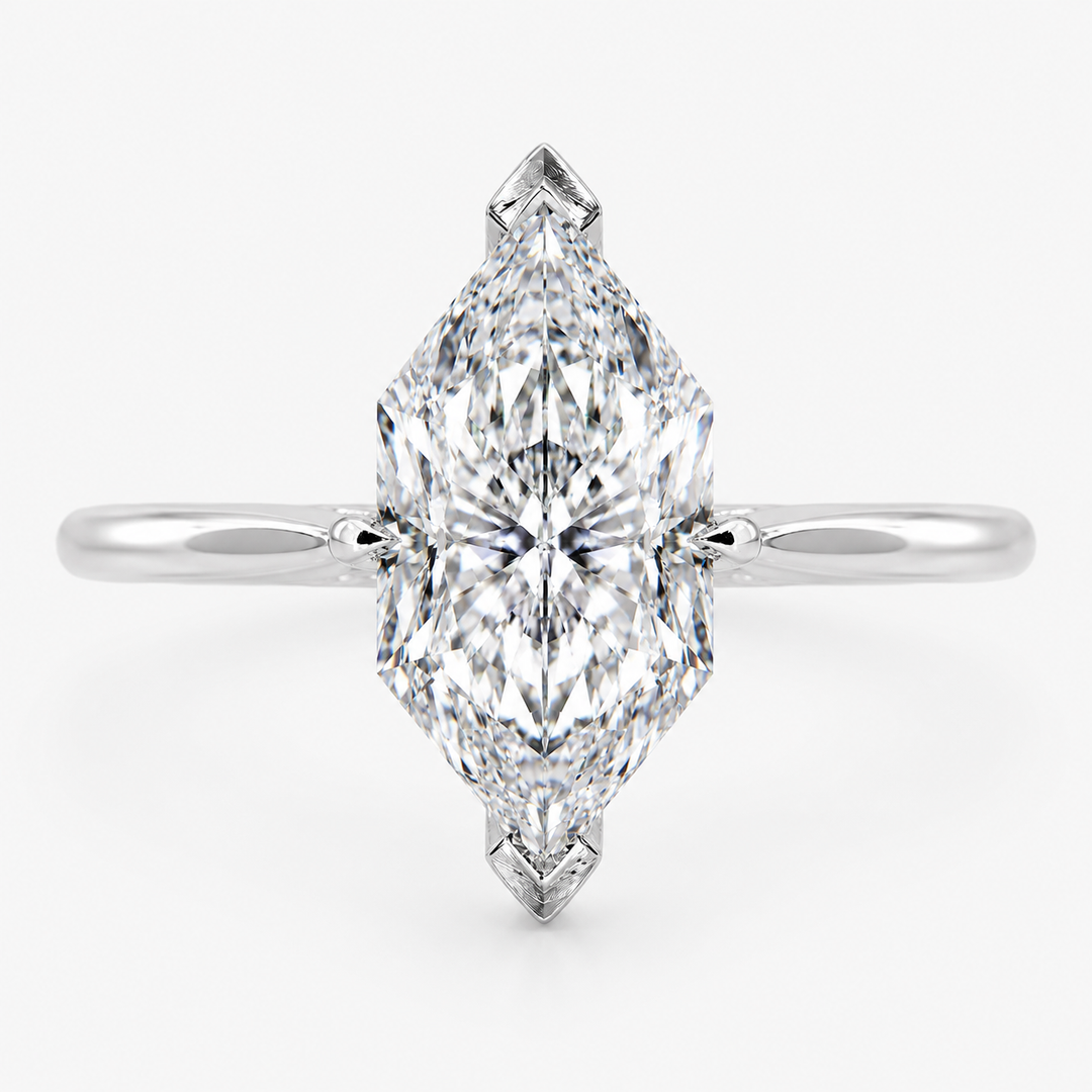 Dutch Marquise Engagement Ring in Hidden Halo Style in 925 Sterling Silver