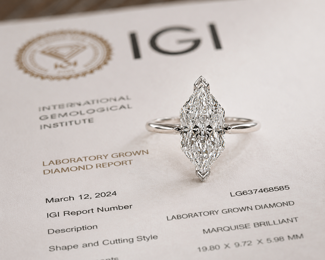 Dutch Marquise Engagement Ring in Hidden Halo Style in White Gold
