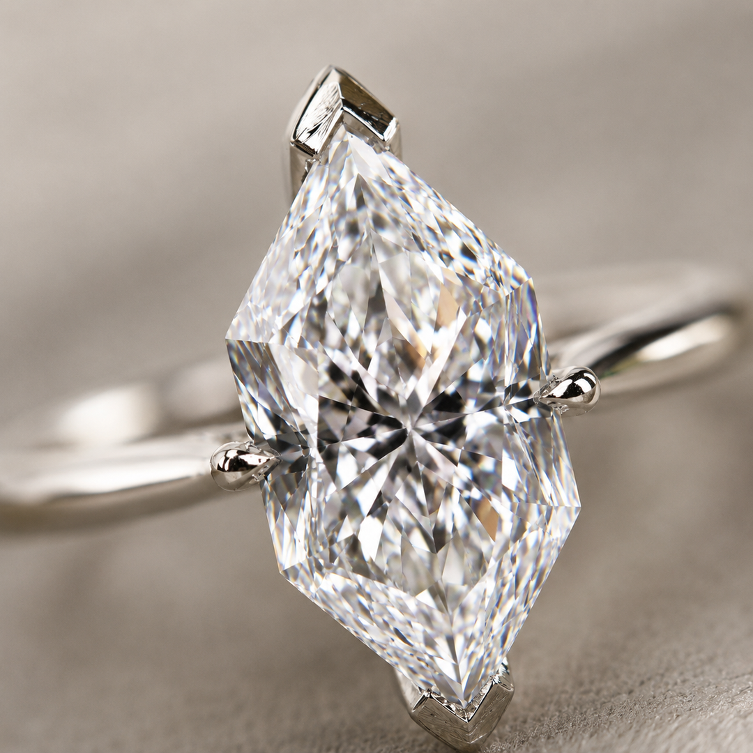 Dutch Marquise Engagement Ring in Hidden Halo Style in 925 Sterling Silver