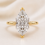 Dutch Marquise Engagement Ring in Hidden Halo Style in Yellow Gold