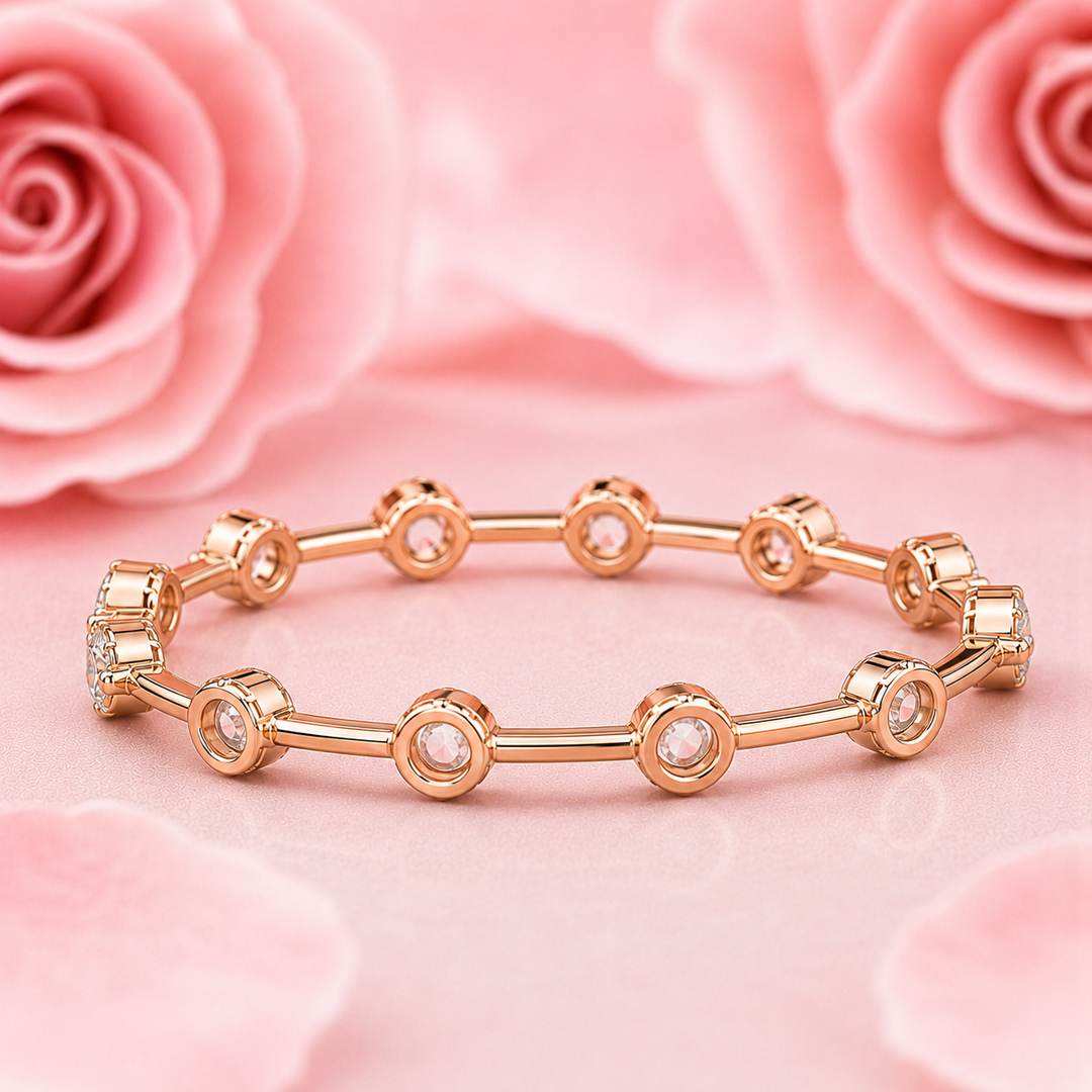 Floating Bubble Round Lab Grown Diamond Wedding Band in Rose Gold