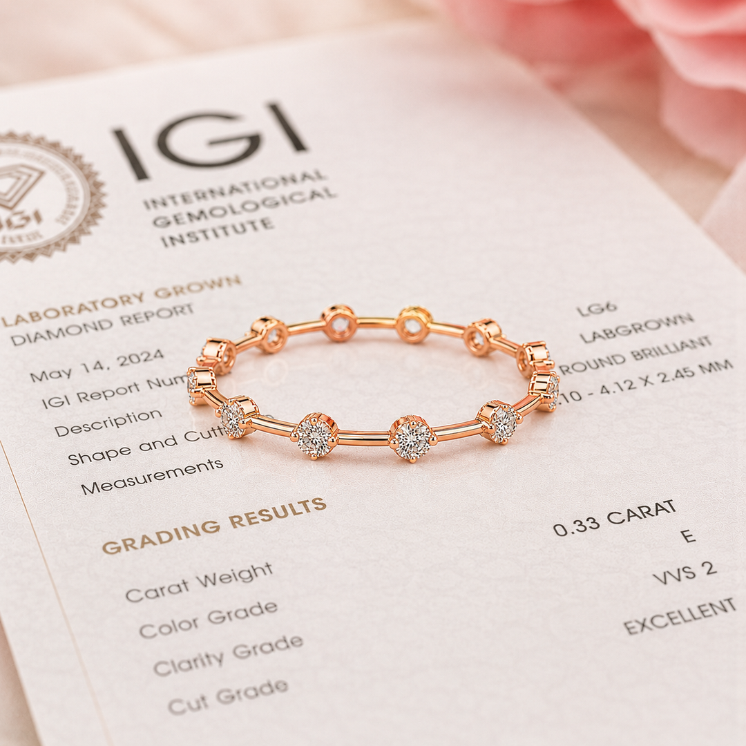 Floating Bubble Round Lab Grown Diamond Wedding Band in Rose Gold